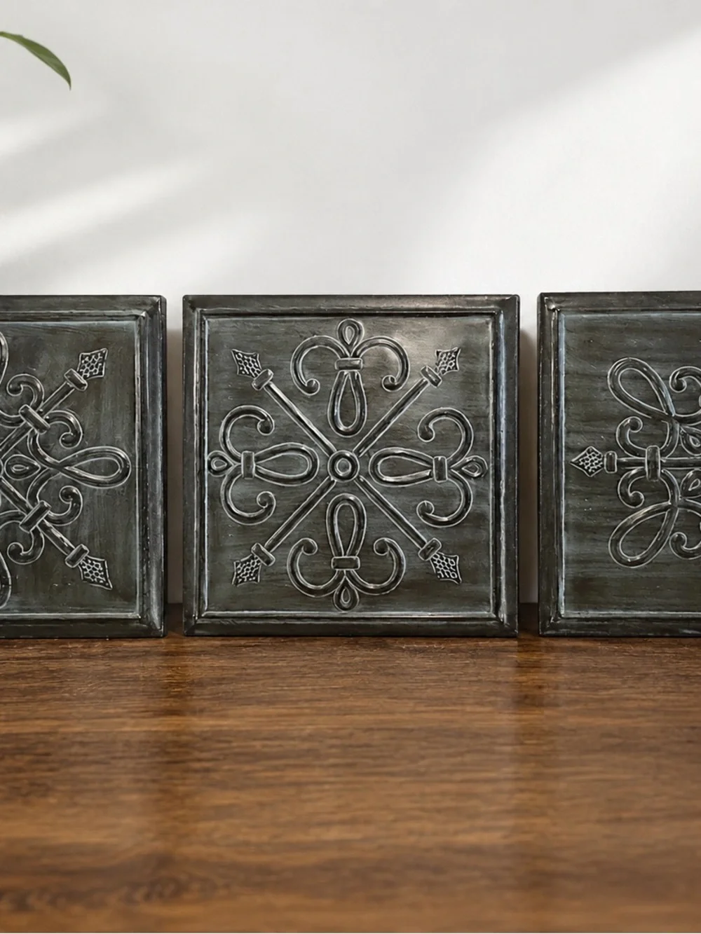 Southern Living At Home Black with Green Patina Embossed Medallion Wall Panel